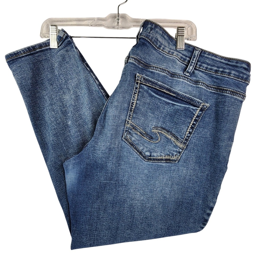 Silver Jeans 20 Blue Suki Skinny Mid Rise Medium Wash Denim Curvy Plus Size 3482